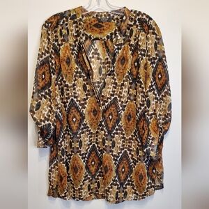 19. Brody Myles Sheer Aztec Design Flowy Top